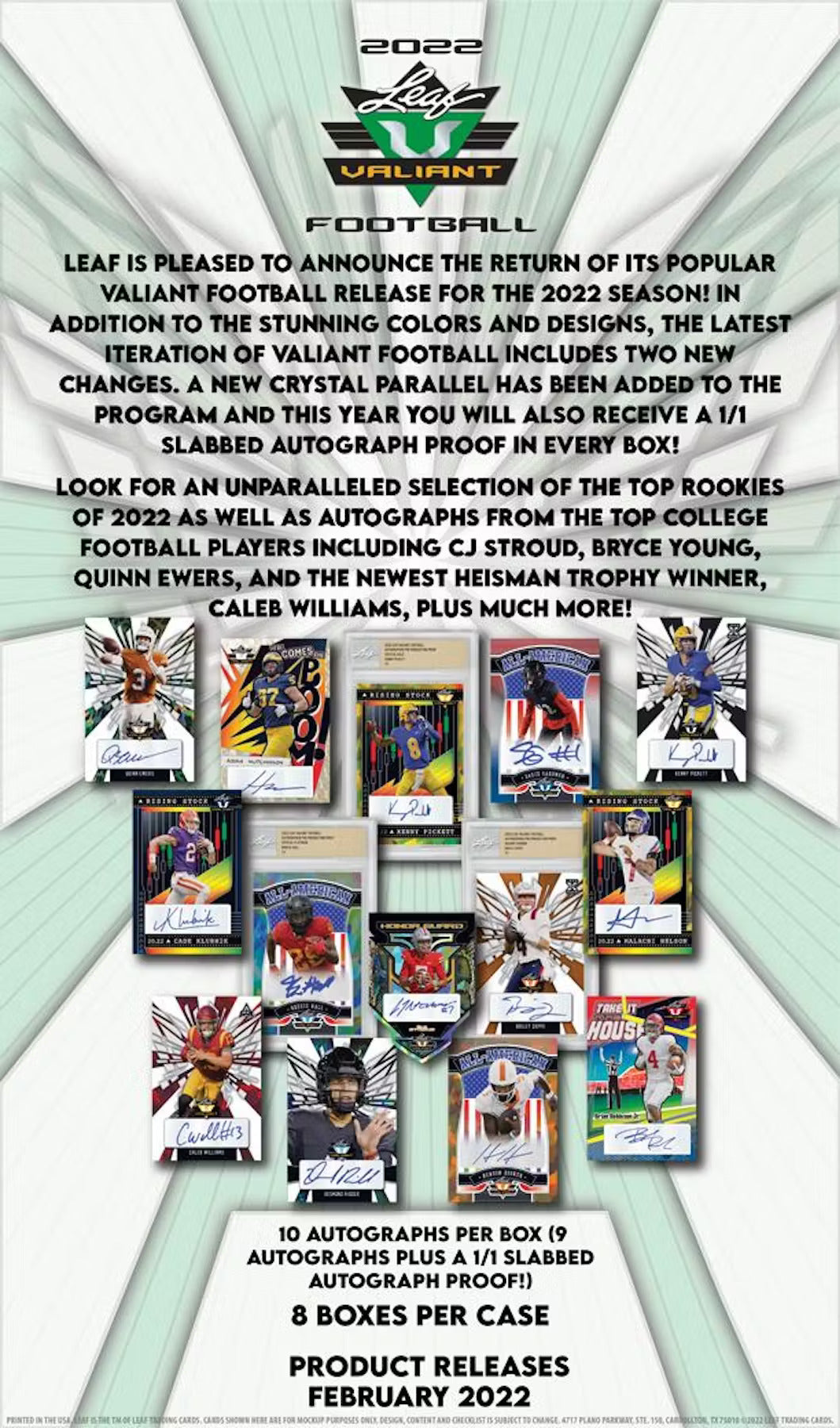 2022 Leaf Valiant Football Hobby Box