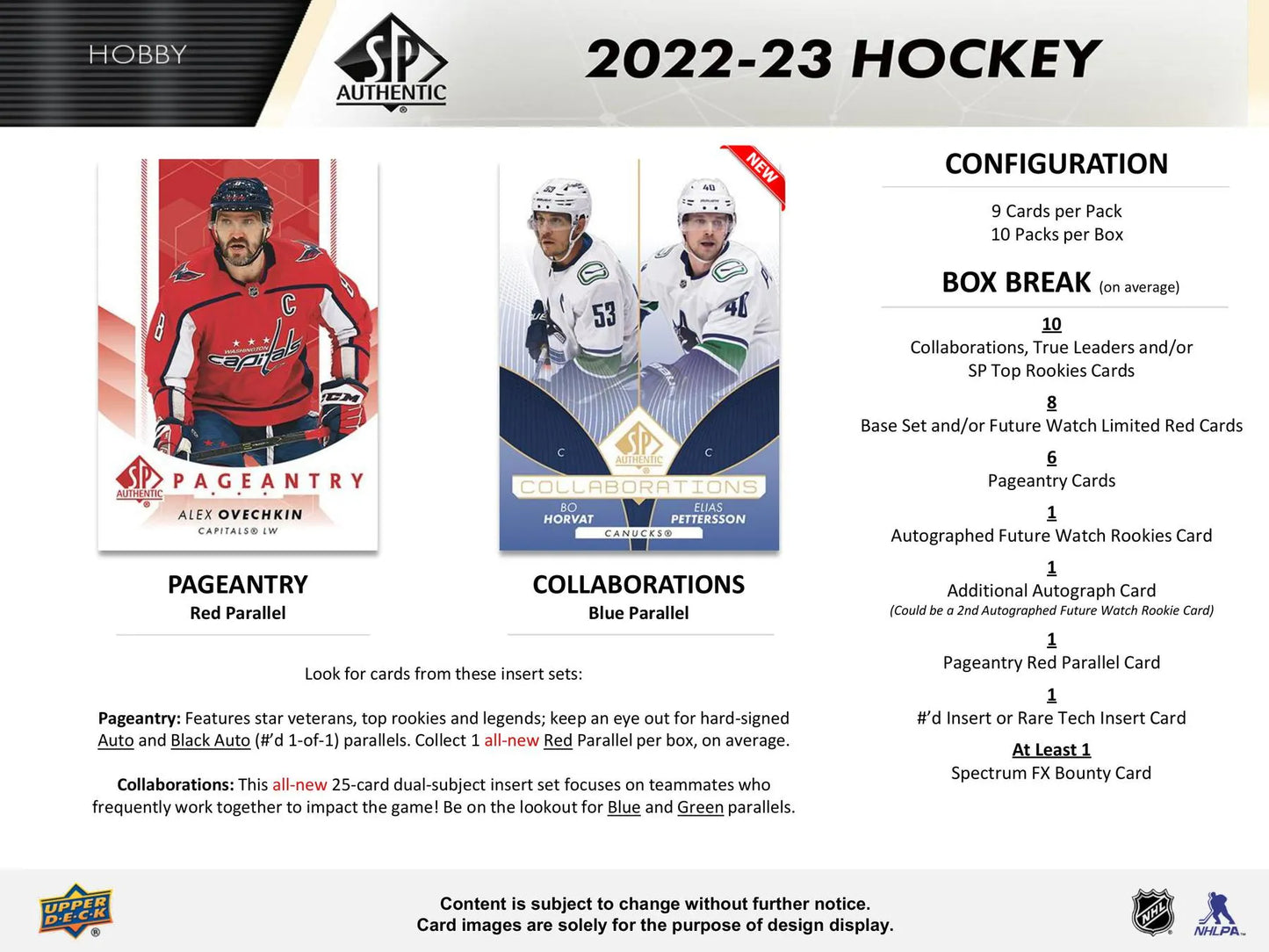 2022/23 Upper Deck SP Authentic Hockey Hobby Box