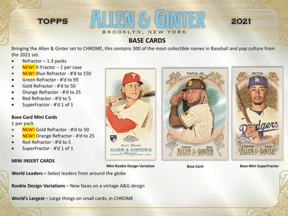 2021 Topps Allen & Ginter Chrome Baseball Hobby Box